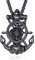 Schwarz Anker Kette Männer 925 Sterling Silber Anker Anhänge Kettenanhänger Halskette Schmuck Geschenk für Herren Männer
