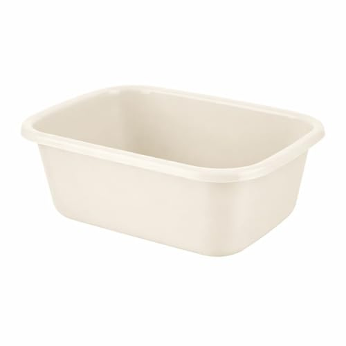 HOMESHOPA Plastic Rectangular Washing Up Bowl, 10 Litre Cream Portable Wash Basin, Plastic Kitchen Sink Tidy Organisers, Rectangle Washtub Dishtub, Foot Bath Car Wash Laundry, Home Kitchen Travel