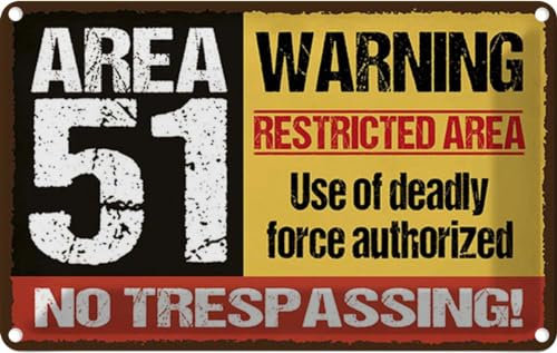 vianmo Blechschild 12x18 cm area 51 warning restrictes area Deko Geschenk Metall Schild
