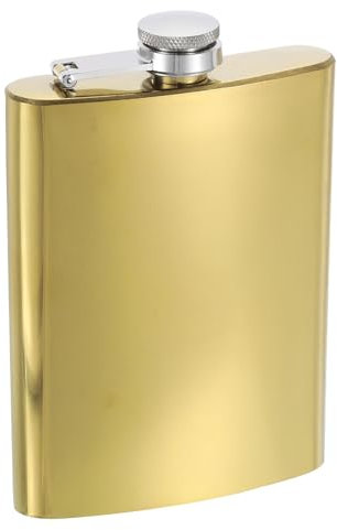 sourcing map Hip Flask for Liquor 8oz 230ml Stainless Steel Leak Proof Drinking Flask for Camping Hiking Outdoor Activity, Gold