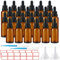 TUAKIMCE 24 x 20ml Dropper Bottle Amber,Amber Glass Dropper Bottles with Dropper Pipettes, Small Sample Dropper Bottles Refillable with Funnels and Labels for Essential