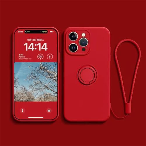Ykerey Case for iPhone 13 mini Cover with 360 Degree Ring Holder Metal Finger Ring Holder Magnet Car Holder Soft Silicone Shockproof Cover for iPhone 13 mini, Red