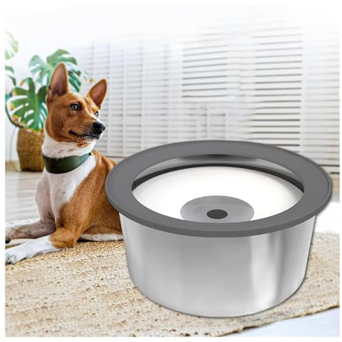 Bebedero Perro Antigoteo, 2L De Acero Inoxidable Sin Derrames No Mojada Boca Bebedero Perro Agua Fria, Bebedero Lento Antideslizante para Mascotas Desordenados