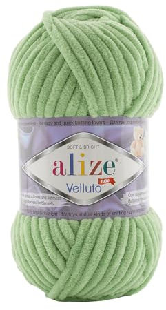 Alize Velluto 100% MicroPolyester Baby Deckengarn Lot of 5 skn 340m 500g Yarn Weight: Super Bulky (Asparagus 103)