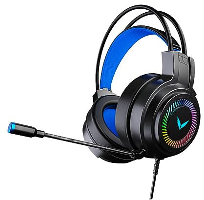 Wired Gaming Headset 3.5mm 7.1 Channel ABS Black on Ear for Adults