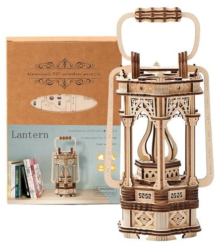 Sadodo 3D Holz Puzzle Laterne,3D Holzpuzzle Antike LED Hand Lampe Licht Modellbau DIY Holzpuzzle Modellbausatz Bausatz für Erwachsene,Geburtstag Geschenke 3D Wood Puzzle Lamp Lantern Gift (Laterne)