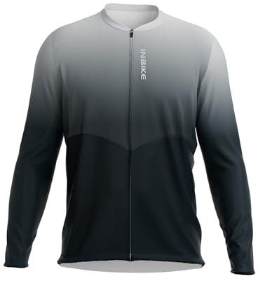 INBIKE Fahrradtrikot Herren Langarm Trikot Shirt 4XL 5XL XXL Fahrrad Rennrad MTB Sommer Lang Fahrradbekleidung Atmungsaktiv Schnelltrockend Radtrikot Farbverlauf Schwarz 5XL