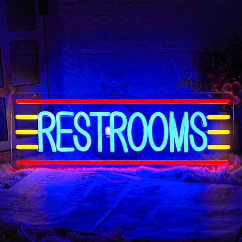 LMSIGNLY Restroom Neon Sign for Business Toilet Neon Light Bathroom LED Neon Sign Restrooms LED Neon Light for Home Bar Shop Hotel Shop Mall Supermarket Decoration