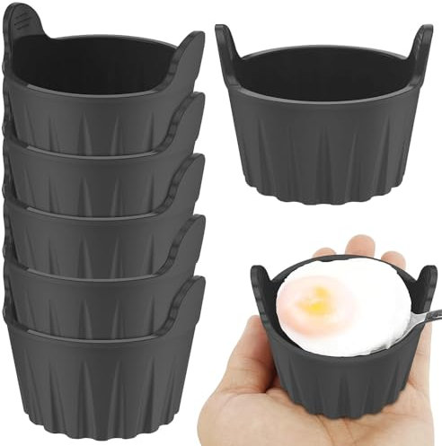 Hojalis 6 Piezas Molde Silicona Freidora de Aire para Huevos, Air Fryer Egg Poacher, Reutilizable Molde Magdalenas Air Fryer, Accesorios para Freidoras Aire para Cocinar Cupcakes y Huevos