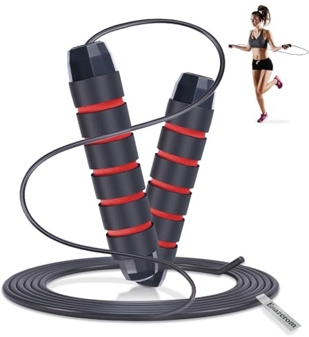 Emazerom Corda per saltare per donne, uomini e bambini, corda per saltare regolabile con cuscinetti a sfera, corda per saltare professionale con manici in schiuma, corda per saltare rapida senza