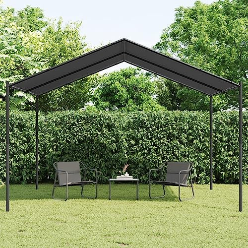 Iiaky Gartenpavillon Anthrazit 4x3 m Stahl und Stoff Pergola Freistehend Sonnenschutz Garten