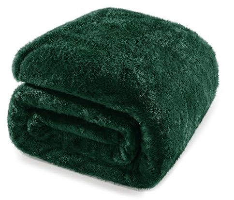 Whale Flotilla Coperta Morbida in Pile, Calda Coperta per Divano, Letto, Soffice e Accogliente, 220 x 240 cm, Verde Scuro