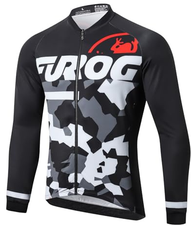 UGLY FROG Neu Herren Fahrradtrikot Herren Radtrikot mit Reißverschluss Taschen Trikots für MTB Mountainbike Long Sleeve Jersey