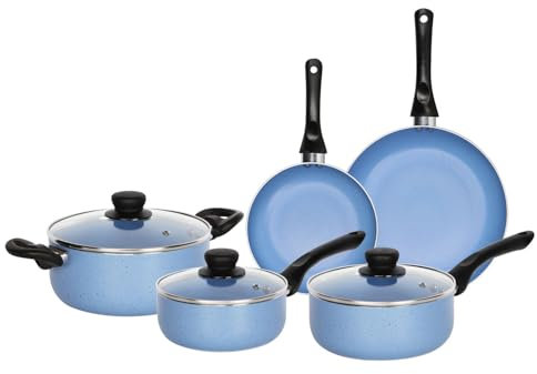 VELKER - Batteria da Cucina a induzione 8 Pezzi - Kit pentole a induzione con Rivestimento Antiaderente Adatto a Tutti i Piani Cottura. Set pentole Cucina