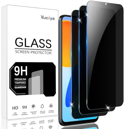 Vuciya 3 Pack Privacidad vidrio templado para Honor X8 4G / Honor X30i Protector de Pantalla,HD,Antihuellas,Antiarañazos,Sin Burbujas, Dureza 9H,Sin Burbujas
