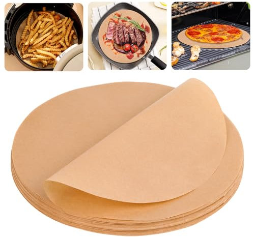 150 unidades de papel de horno redondo, antiadherente, redondo, diámetro de 28 cm, papel redondo para barbacoa, resistente al calor, antiadherente, papel pergamino para sartenes, hornear, barbacoa,