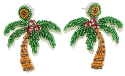 COSMEVIVI Coconut Palm Tree Beaded Earrings Handmade Bohemian Tropical Summer Holiday Accessories for Beach Vacation Women