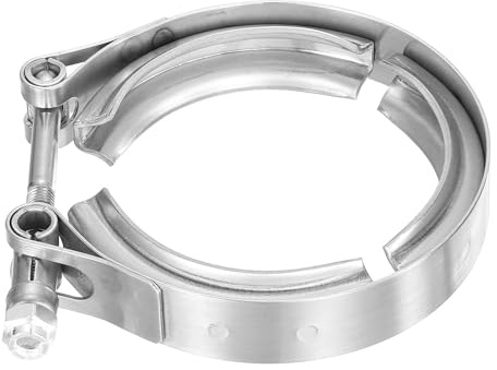 sourcing map 2.5 V Band Clamp 304 Stainless Steel for Exhaust Systems Downpipe Exchange Exhaust Accessories, Adjustment Range 63mm / 2.48inch