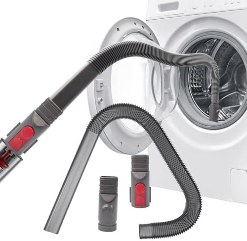 Kit de nettoyage pour grille d'aération de sèche-linge compatible avec Dyson V6 V7 V8 V10 V11 V12 V15, tuyau d'extension + brosse à poussière sans traces + accessoires combinés (gris)