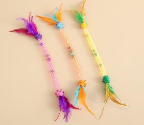 3 Piezas Juguete para Gatos, Juguete para Gatos con Hierba gatera, Juguete para Gatos en Espiral con Bolas de Hierba gatera, Plumas, cascabeles para Gatos