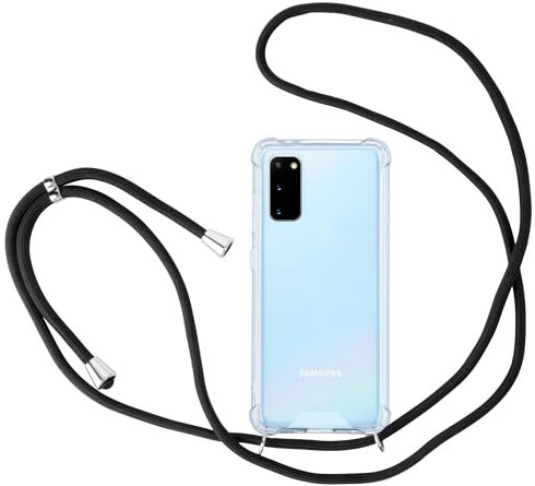 JProtect für Samsung Galaxy S20 Plus Hülle mit Band – Handyhülle zum Umhängen mit Band in Schwarz – Handykette Samsung Galaxy S20 Plus Kordel Hülle mit Kette/Schnur – Schützendes Case