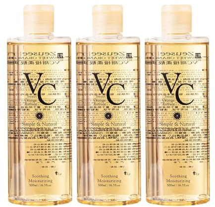 VC Toner, 500ML Intensive Brightening Korean Skin Care Toner, VC Gesichtswasser Deeply Hydrate Enhance Skin Elasticity, für alle Hauttypen (3)