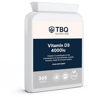 Vitamin D3 4000IU (100µg) – 365 Tablets | High Strength One-a-Day | Supports Bones, Muscles, Teeth & Immunity | Made in The UK