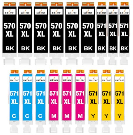 SAILNER 570/571 XL Kompatible Tintenpatrone für Canon 571 für Canon TS5055 PIXMA TS5050 MG5750 TS5053 MG6852 MG6850 MG5700 MG5752 MG5700, 18er-Pack