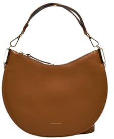 Coccinelle Leder Schultertasche Umhängetasche Sunup Handbag Double Grainy Leather Cognac/Noir braun