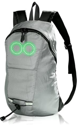 Lixada Sac à dos LED avec fonction clignotante pour ordinateur portable 15 l - Sac à dos LED pour vélo, trottinette électrique, école universitaire, sac à bandoulière, cadeau pour homme et femme (gris