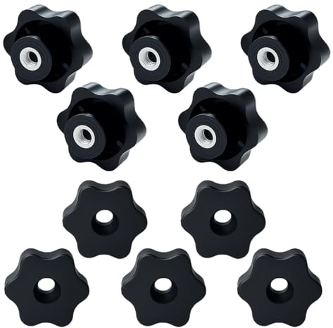 10 pcs Bouton de Serrage M8, Bouton de Serrage M8 Robuste en Plastique, Écrou de Verrouillage, Vis Papillon à Main Adaptée pour Machines, Meubles & Appareils de Fitness