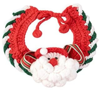 1 Stück Weihnachten Haustier Gestrickte Katzen Schal Halsband Hund Weihnachten Häkeln Rot Weihnachtsmann Elch DekorationHunde Kostüm Zubehör Klein bis Mittel