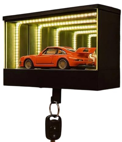 Siuwddee Autoschlüsselhalter Für Die Wand,Sanftes Weiß LED Schlüsselbrett - Garagen Autoschlüsselhalter Mit Infinity Spiegel - Für Männer Weihnachten Eingangsbereich Haus Eingang Außentor