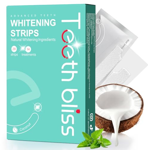 Blanchiment Dentaire 28 Bandes Blanchissantes Dents Sans Peroxyde: Efficaces & Douces, Élimine Taches Café, Thé, Vin & Tabac, Résultats Visibles Rapidement