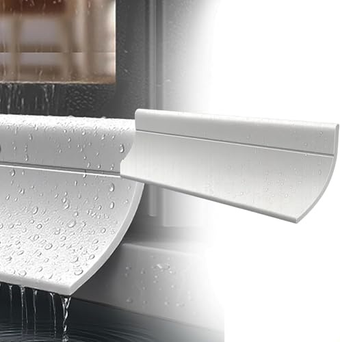 Protection Anti-Pluie Autocollante pour Fenêtres et Portes, Bande d'Étanchéité 170° Flexible et Découpable 300 cm, Déflecteur d'Eau pour Fenêtres Coulissantes et à Battants (Blanc, Largeur (6,0 cm))