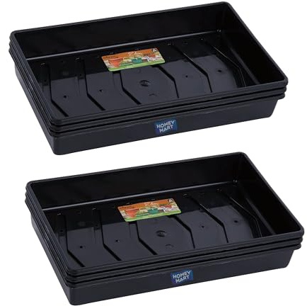Seed Trays with Drainage Holes | 38 x 23 x 6 cm Full Size Traditional Plastic Eden Seed Trays Black | Heavy Duty Stackable Garden Propagation Trays for Seeds, Cuttings & Seedlings - Pack of 6