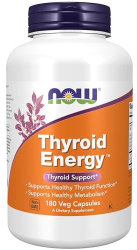 NOW Foods Supplements, Thyroid Energy™, Iodine and Tyrosine plus Selenium, Zinc and Copper, 180 Veg Capsules