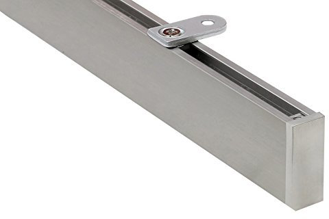 Eckige 1,00 m Gardinenstange, alle Längen bis 4,00 m möglich, Innenlauf, Deckenmontage, modern, edelstahlfarbig, 1-Lauf