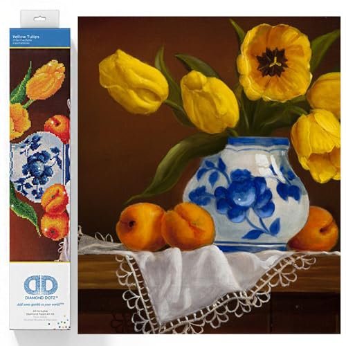 DIAMOND DOTZ Painting, Beginner Kit, Resin, Yellow Tulips, 40.6 x 50.8cm, DD9.004