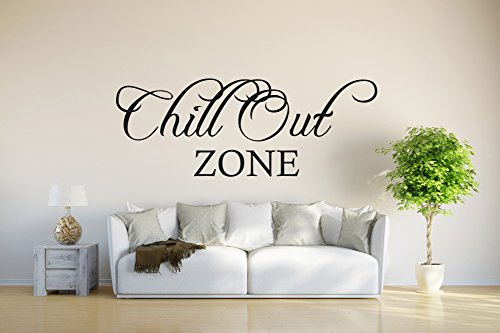 INDIGOS UG - Wandtattoo Wohnzimmer - Wandaufkleber Chill Out Zone- schwarz - 96x35 cm - Aufkleber Kinderzimmer Schlafzimmer Küche Badezimmer Büro Dekoration