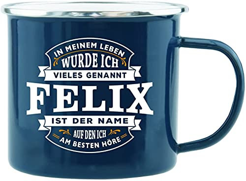 History & Heraldry Echter Kerl - Emaille Becher Felix - individuelle und personalisierte Tasse mit Name und Spruch