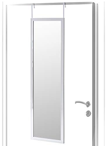 LOLAhome - Espejo Gris Largo Rectangular para Colgar en Puerta o Pared de Cuerpo Entero de 125x35 cm, Incluye 2 Ganchos fáciles de Quitar para Colgar en Puertas
