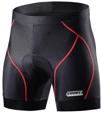 Souke Sports Herren Radunterhose Herren Radfahren Unterwäsche 4D Gepolstert Atmungsaktiv Fahrrad Unterwäsche Short mit Rutschhemmendem Beingreifer