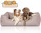 Knuffelwuff Orthopädisches Hundebett Luisa aus Velours mit feinem Handwebcharakter Sunshine Edition XL 105 x 75cm Beige - abnehmbarer Bezug - waschbar - für große, mittelgroße und kleine Hunde