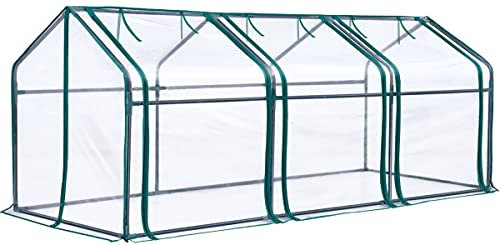 Quictent Portable Mini Cloche Greenhouse w/ Elevated Bottom, Reinforced High Light Transmission Waterproof UV-Resistant Hot House for Indoor Outdoor, w/ 50 T-Shaped Plant Tag, 95 x 36 x 36 (Clear)