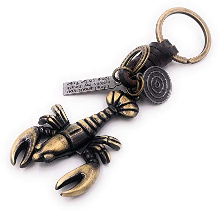 H-Customs Hummer Krebs Lobster Bronze Kunstleder besonderer Schlüsselanhänger Anhänger