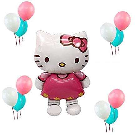 our fantasy time der Märchenland,13 er Set Luftballon, XXL super Süß Hello Kitty mit 12St, Folienballon, Helium Ballons, Deko Luftballon, Aluminiumfolie Ballons.