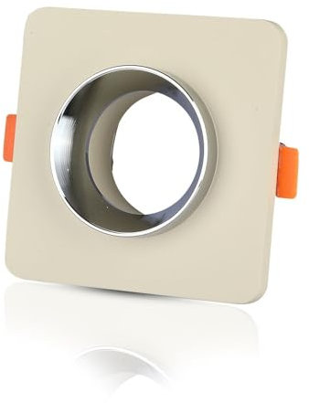 LED-Lampenfassung GU10, Gehäuse aus Gips, quadratisch, Farbe Weiß mit Chrom-Finish.