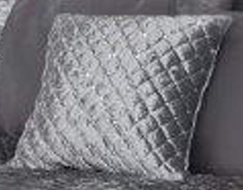 Emma Barclay Glamour - Quilted Sequin Velvet Cushion Cover in Silver - 17x17 (43x43cm)