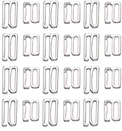 40 Pezzi Ganci per Reggiseno Regolabili in Lega di Zinco, Clip per Cucire, Fibbia per Sottoveste, Argento, 4 Misure, 19mm E 25.5mm, per Donne E Ragazze